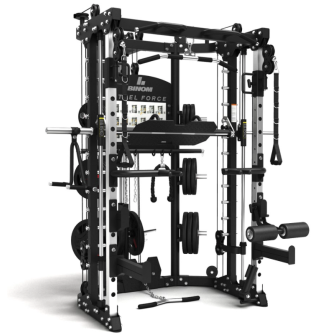 Binom Steel Force B11 Multigym, Double Pulley, Power Rack, Multipower, Beinpresse und Zubehör