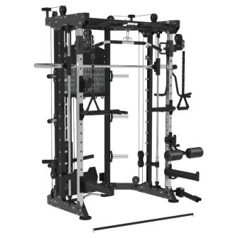 Binom Steel Force B9 Multigym, Beinpresse, Double Pulley Disc Load, Power Rack, Multipower und Zubehör