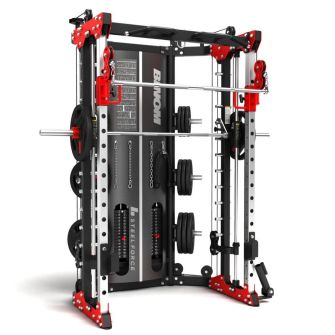 B13 Multigym, Double Pulley (90,5 kg), Power Rack, Multipower, Beinpresse, Rudern und Zubehör
