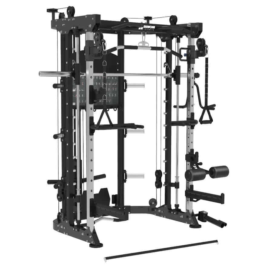 Binom Steel Force B9 Multigym, Beinpresse, Double Pulley Disc Load, Power Rack, Multipower und Zubehör